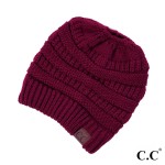 Wholesale c C MB Solid color beanie tail hat Original messy bun beanie Acrylic O