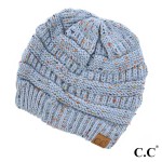 Wholesale cable knit confetti print C C beanie denim acrylic