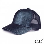 Wholesale cC Pony Cap BT C C glitter ponytail baseball cap mesh back Adjustable