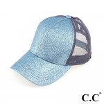 Wholesale cC Pony Cap BT C C glitter ponytail baseball cap mesh back Adjustable