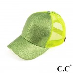 Wholesale cC Pony Cap BT C C glitter ponytail baseball cap mesh back Adjustable