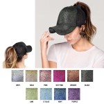 Wholesale cC Pony Cap BT C C glitter ponytail baseball cap mesh back Adjustable
