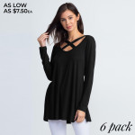 Wholesale cute pullover top eye catching criss cross strap v neckline s under s
