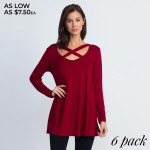 Wholesale cute pullover top eye catching criss cross strap v neckline s under s