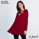 Wholesale cute pullover top eye catching criss cross strap v neckline s under s