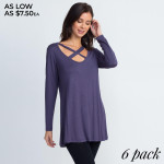 Wholesale cute pullover top eye catching criss cross strap v neckline s under s