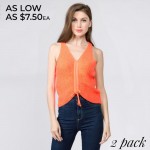 Wholesale cropped waist knit vest adjustable drawstring Cotton Acrylic