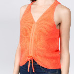 Wholesale cropped waist knit vest adjustable drawstring Cotton Acrylic
