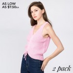 Wholesale cropped waist knit vest adjustable drawstring Cotton Acrylic