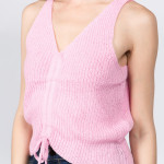 Wholesale cropped waist knit vest adjustable drawstring Cotton Acrylic