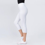 Wholesale mix brand solid seamless peach skin capri leggings rise waistband Ins