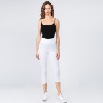Wholesale mix brand solid seamless peach skin capri leggings rise waistband Ins