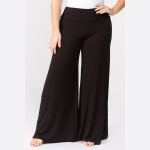 Wholesale solid black plus palazzo pants waist pull styling Inseam Breakdown pcs