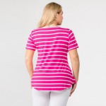 Wholesale pLUS striped short sleeve tunic top Pack breakdown pcs pack XL Composi
