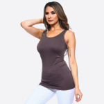 Wholesale solid color seamless tank top Round Neckline Body con Sleeveless Fitte