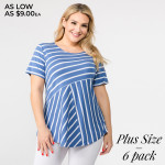 Wholesale pLUS striped short sleeve tunic top Pack breakdown pcs pack XL Composi