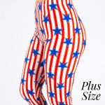 Wholesale pLUS peach skin th July capri leggings stars stripes Inseam One fits m