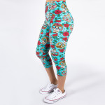 Wholesale peach skin sugar skull print capri leggings Inseam One fits most Compo