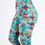 Wholesale peach skin sugar skull print capri leggings Inseam One fits most Compo