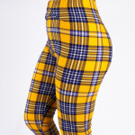 Wholesale peach skin plaid print capri leggings Inseam One fits most Composition