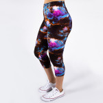 Wholesale peach skin galaxy print capri leggings Inseam One fits most Compositio