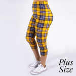 Wholesale pLUS peach skin plaid print capri leggings Inseam One fits most Compos