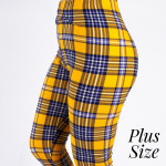 Wholesale pLUS peach skin plaid print capri leggings Inseam One fits most Compos