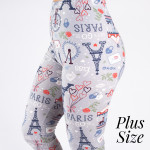 Wholesale pLUS peach skin Paris print capri leggings Inseam One fits most Compos