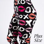 Wholesale pLUS peach skin love print capri leggings kissy lips xoxo Inseam One f