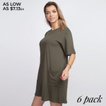 Wholesale solid color half sleeve tunic dress pockets Pack Breakdown pcs pack S