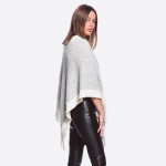 Wholesale popcorn knit poncho fringes One fits most Acrylic Polyester