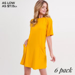 Wholesale solid color half sleeve tunic dress pockets Pack Breakdown pcs pack S