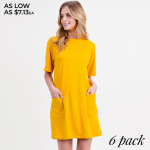 Wholesale solid color half sleeve tunic dress pockets Pack Breakdown pcs pack S