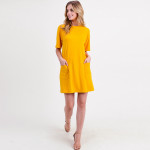 Wholesale solid color half sleeve tunic dress pockets Pack Breakdown pcs pack S