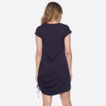 Wholesale short sleeve solid tunic dress adjustable side drawstring o Round neck