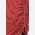 Wholesale short sleeve solid tunic dress adjustable side drawstring o Round neck