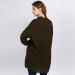 Wholesale solid color thin knit cardigan front pocket details One fits most Acry