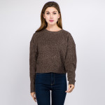 Wholesale solid color heather knitted crop sweater One fits most Polyester