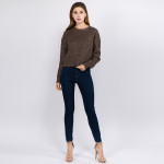 Wholesale solid color heather knitted crop sweater One fits most Polyester