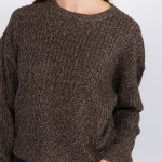 Wholesale solid color heather knitted crop sweater One fits most Polyester