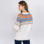 Wholesale soft touch fuzzy knit geo print sweater One fits most Acrylic Polyeste