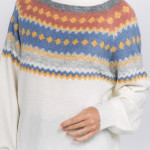 Wholesale soft touch fuzzy knit geo print sweater One fits most Acrylic Polyeste
