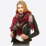 Wholesale square plaid blanket scarf Acrylic