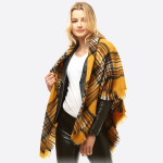 Wholesale square plaid blanket scarf Acrylic