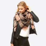 Wholesale square plaid blanket scarf Acrylic