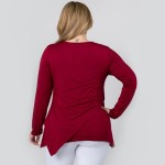Wholesale women s plus solid color long sleeve asymmetrical hem tunic top o Long