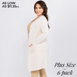 Wholesale solid color thin knit plus cardigan front pocket details Long sleeves