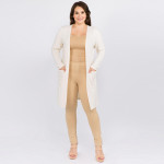 Wholesale solid color thin knit plus cardigan front pocket details Long sleeves