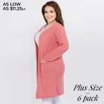 Wholesale solid color thin knit plus cardigan front pocket details Long sleeves