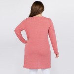 Wholesale solid color thin knit plus cardigan front pocket details Long sleeves